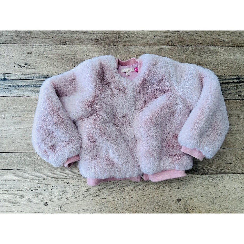 Pink Chicken New York Light Pink plush faux-fur Jacket Kids Size 7Y